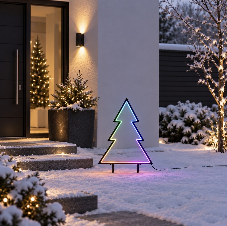Edelman Schwarz Luca Lighting Led-Gartenstecker Neon Tanne 75 Cm Led Rgb