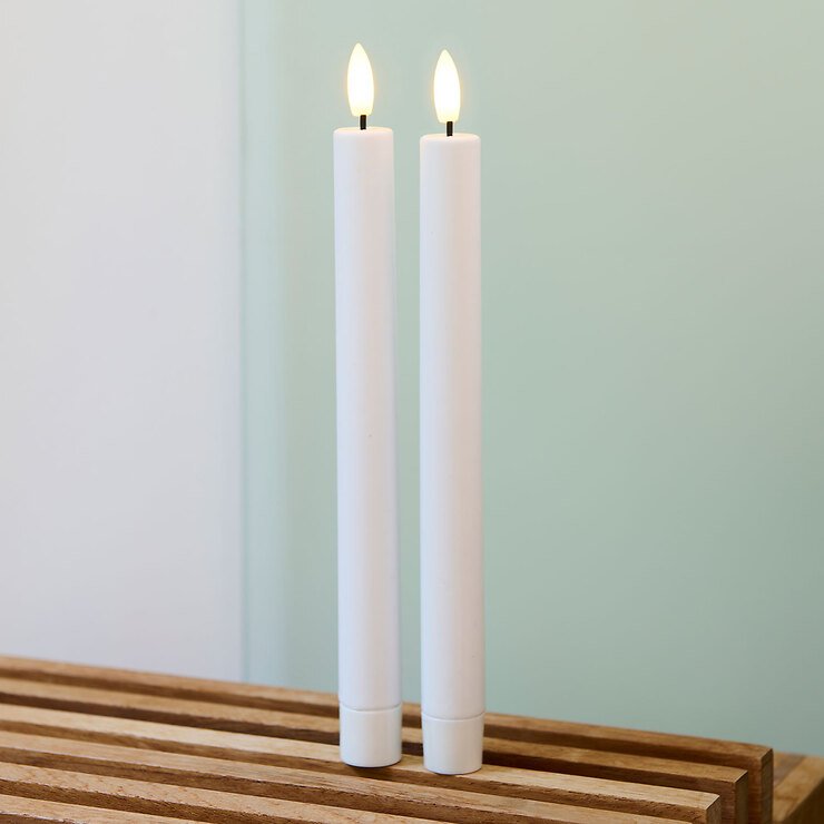 Sirius Weiss Sille Led-Stabkerzen Echtwachs – 2Er-Set, 25 Cm, Weiß