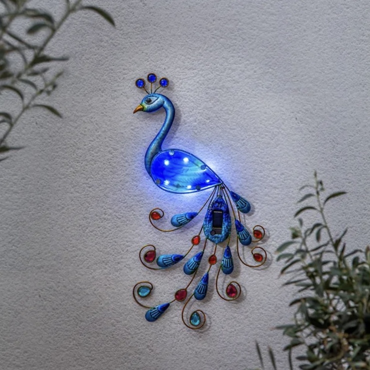 Star Trading Blau - Solar Wanddekoration Peacock, Led, Outdoor, Pfau, Wandleuchte, Bunt, Dämmerungssensor, Kaltweiß, 52 Cm - Image 2